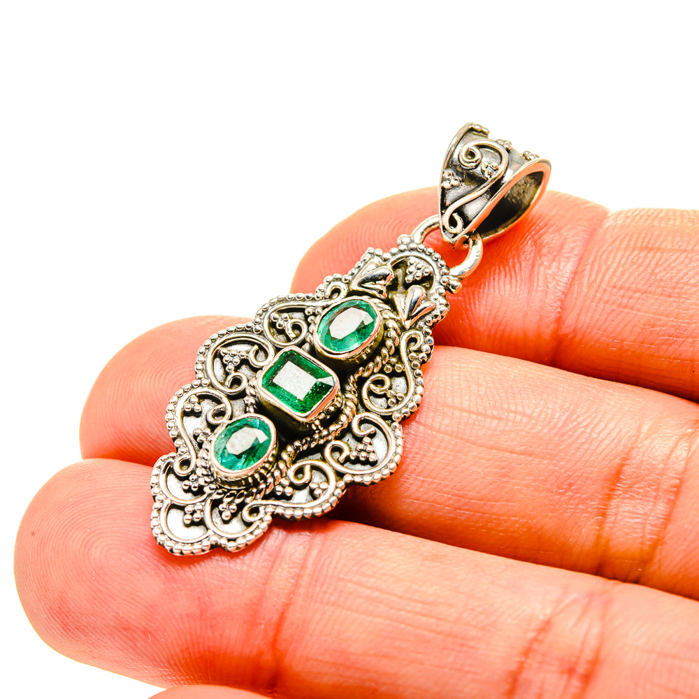 Zambian Emerald Pendants handcrafted by Anasilvercos - PD753303