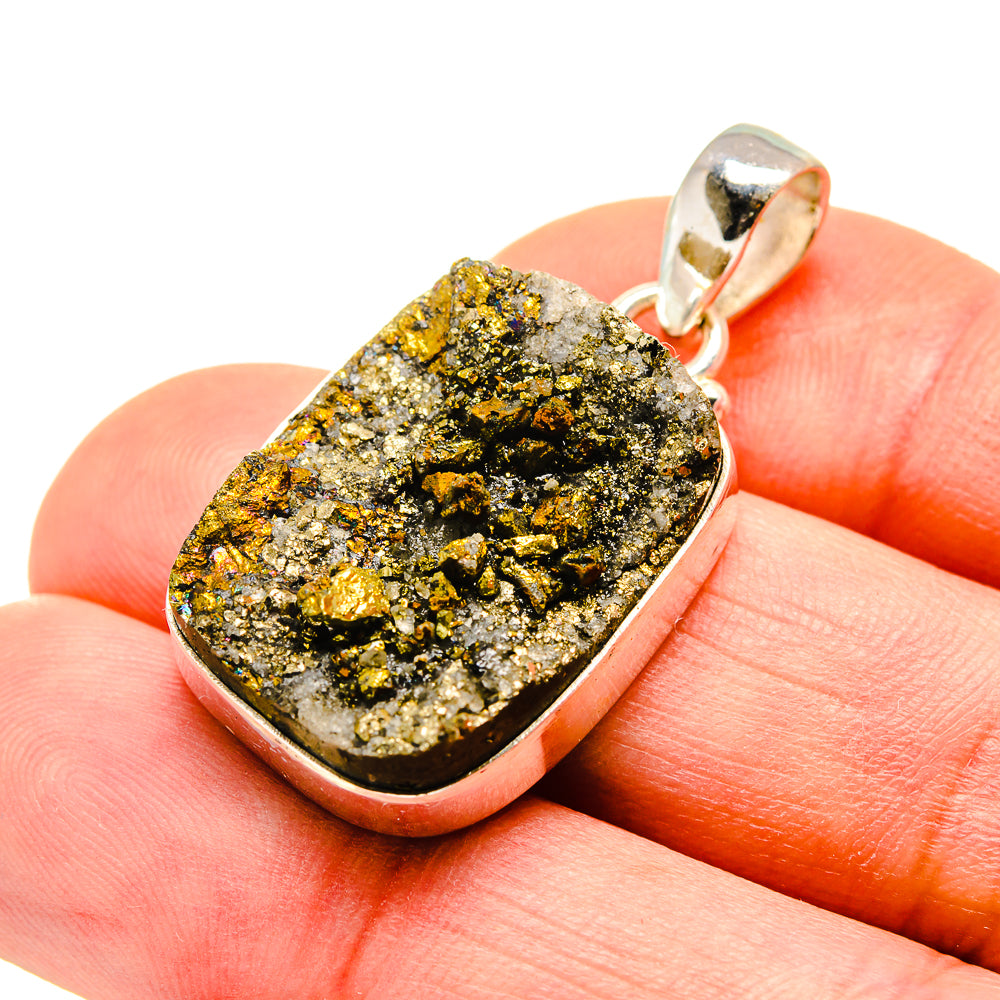 Spectro Pyrite Druzy Pendants handcrafted by Anasilvercos - PD753363