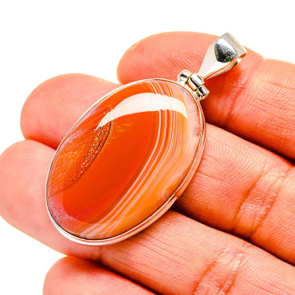Orange Botswana Agate Pendants handcrafted by Anasilvercos - PD753468
