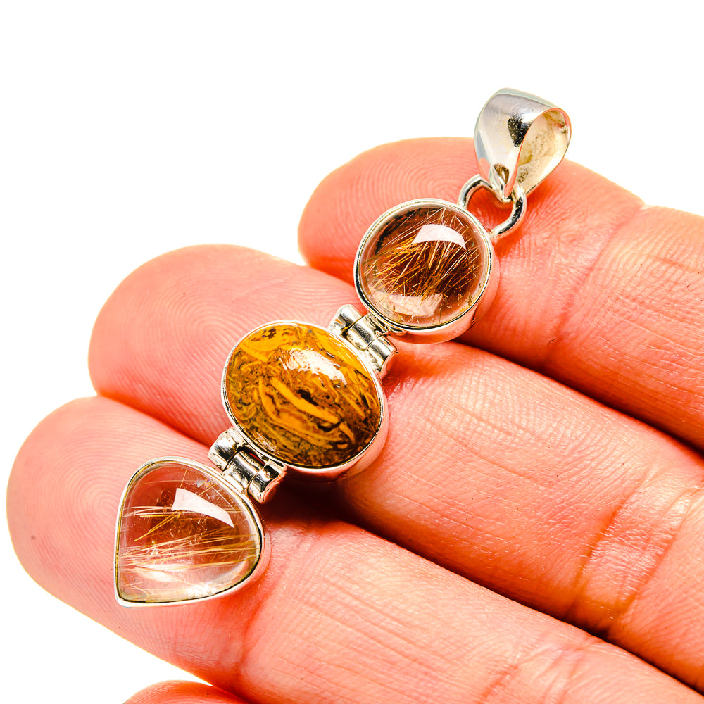 Rutilated Quartz Pendants handcrafted by Anasilvercos - PD753471