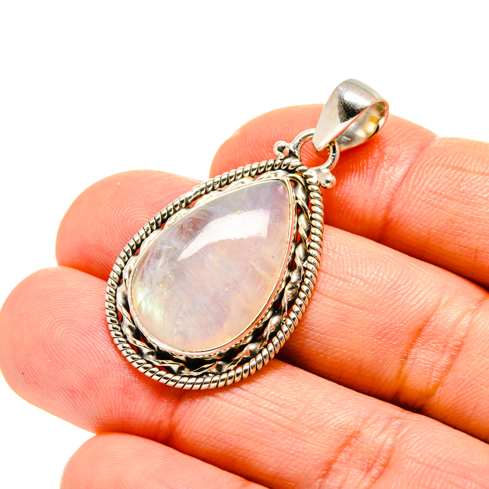 Rainbow Moonstone Pendants handcrafted by Anasilvercos - PD753670