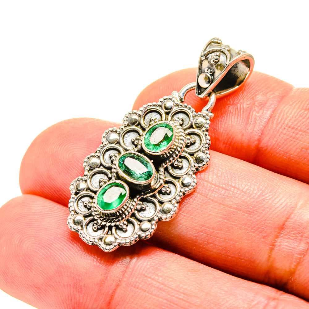 Zambian Emerald Pendants handcrafted by Anasilvercos - PD753705