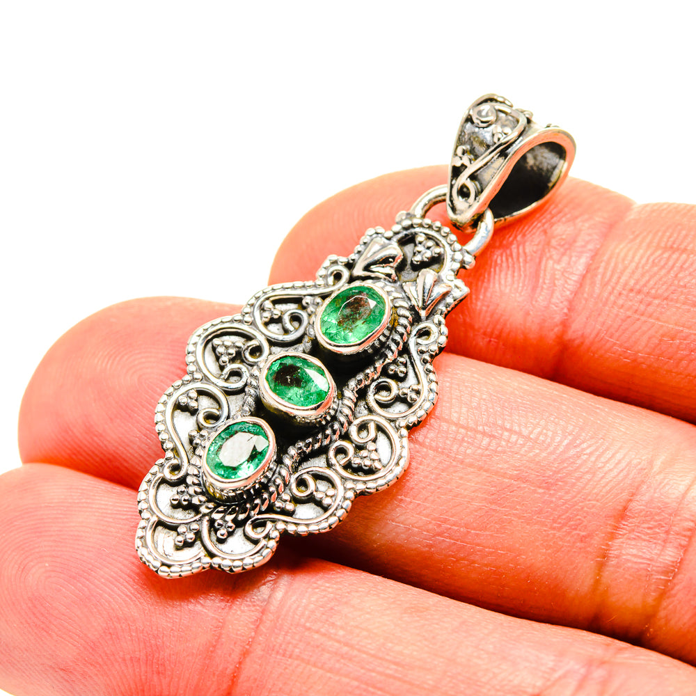 Zambian Emerald Pendants handcrafted by Anasilvercos - PD753706