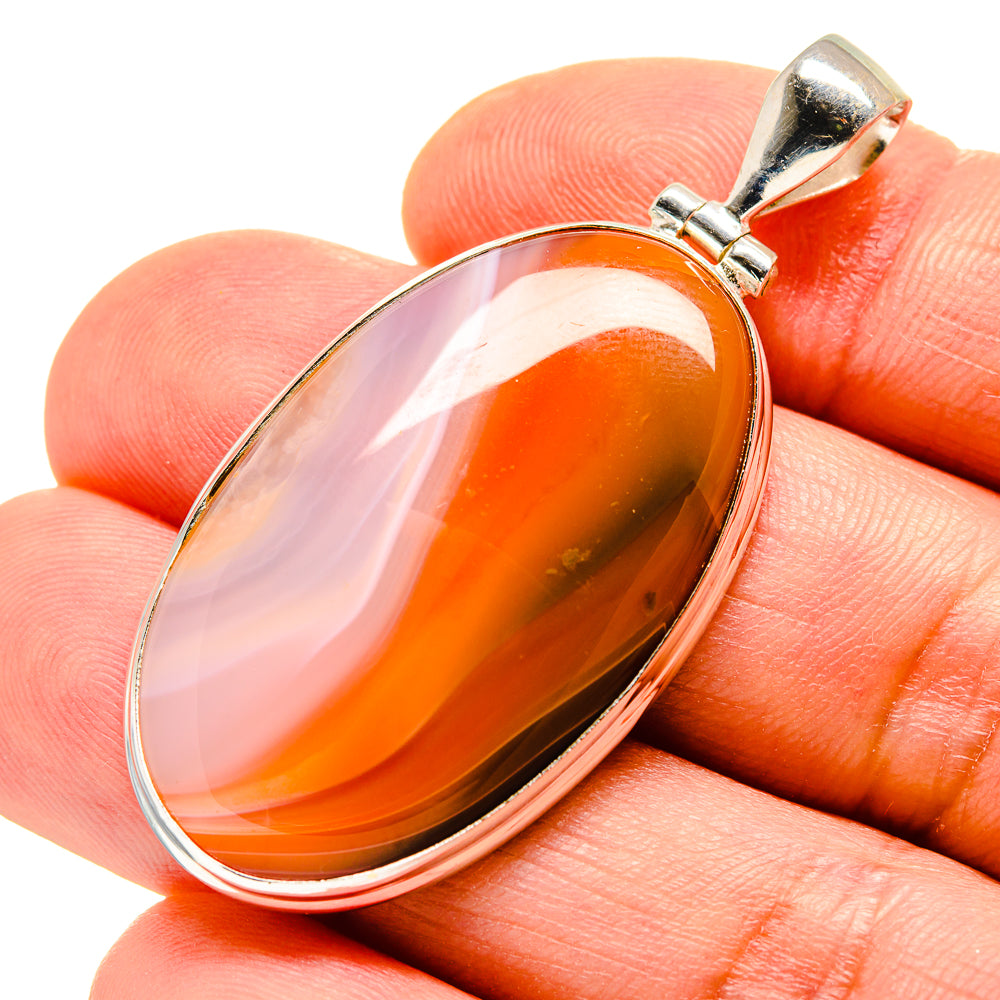 Orange Botswana Agate Pendants handcrafted by Anasilvercos - PD753715