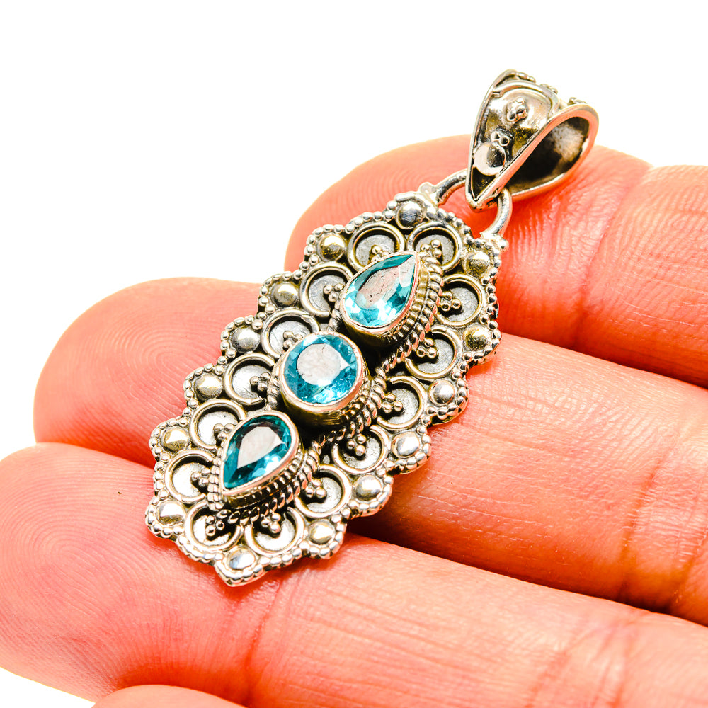 Blue Topaz Pendants handcrafted by Anasilvercos - PD753734