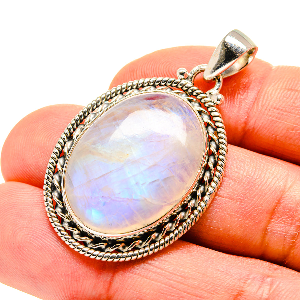 Rainbow Moonstone Pendants handcrafted by Anasilvercos - PD753750