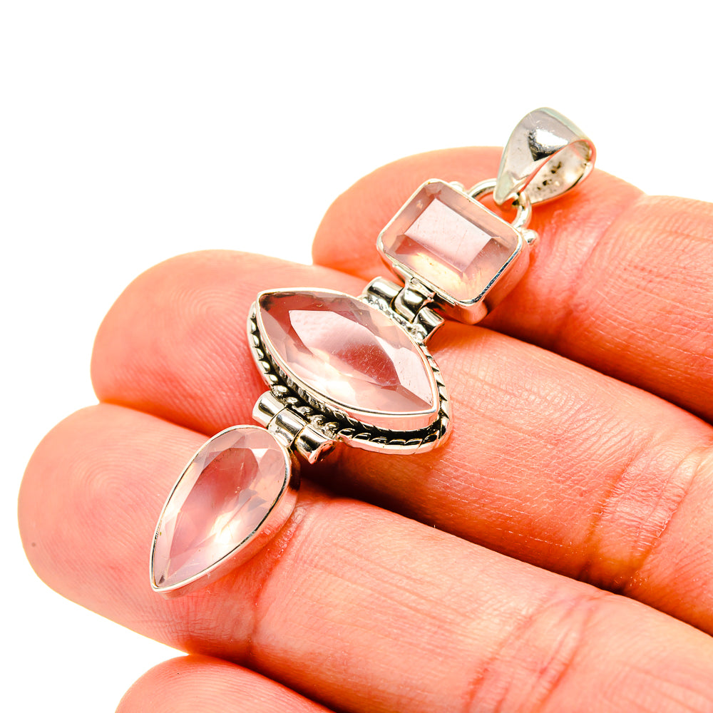 Rose Quartz Pendants handcrafted by Anasilvercos - PD753824