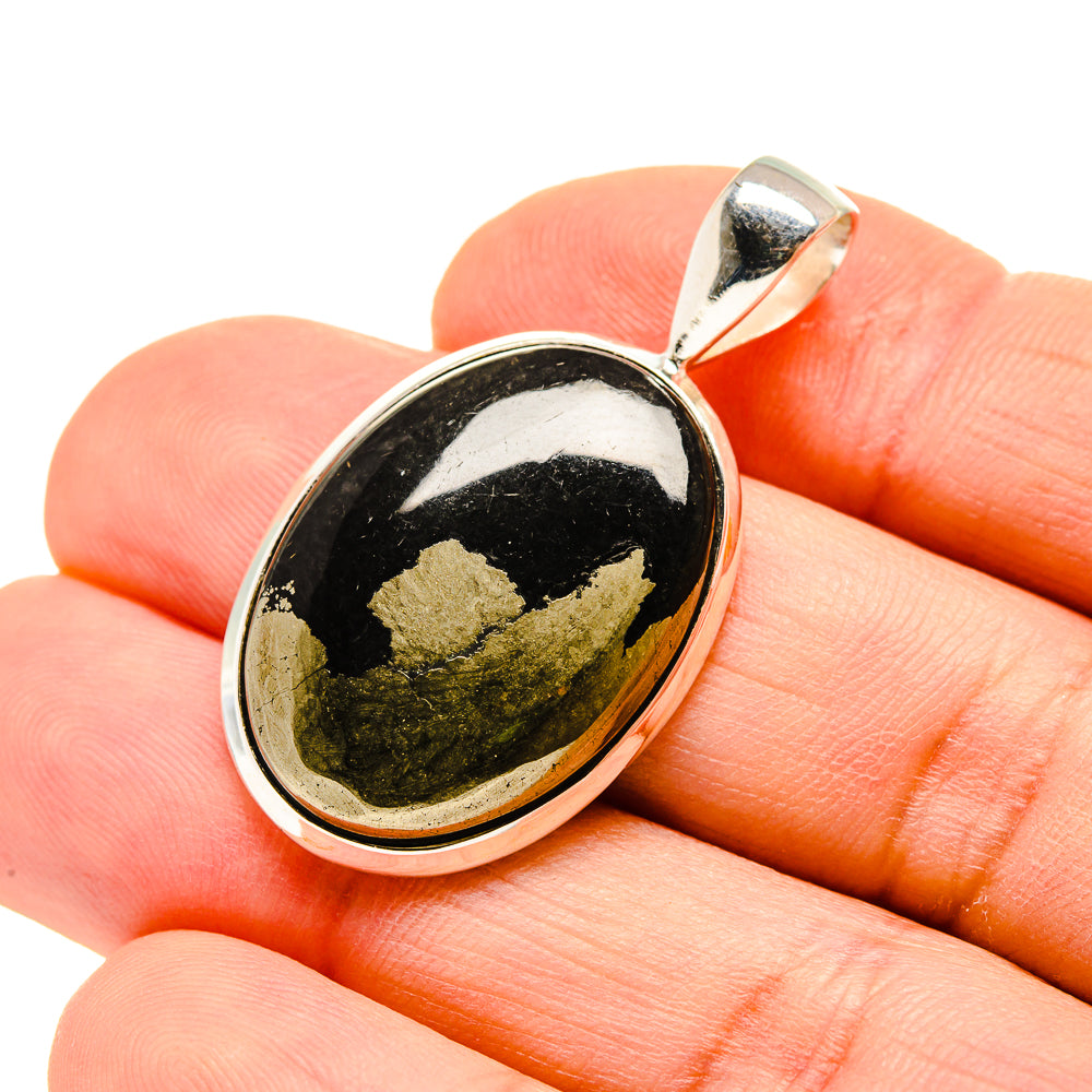 Pyrite In Black Onyx Pendants handcrafted by Anasilvercos - PD753896