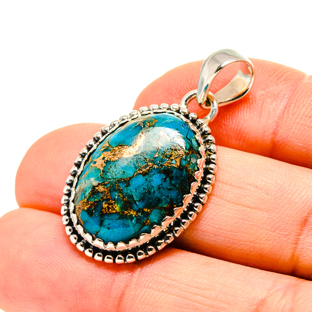 Blue Copper Composite Turquoise Pendants handcrafted by Anasilvercos - PD753955