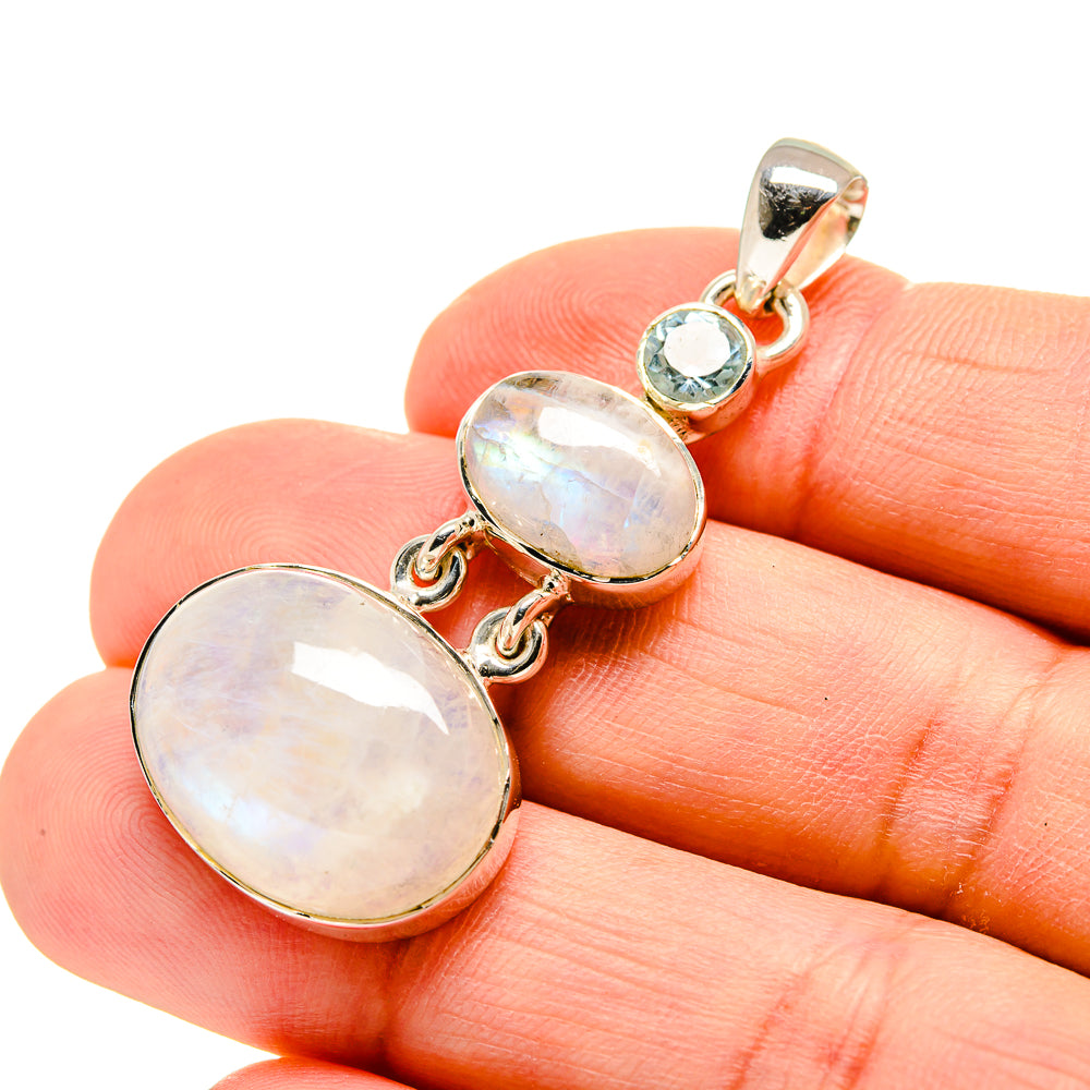 Rainbow Moonstone Pendants handcrafted by Anasilvercos - PD754053