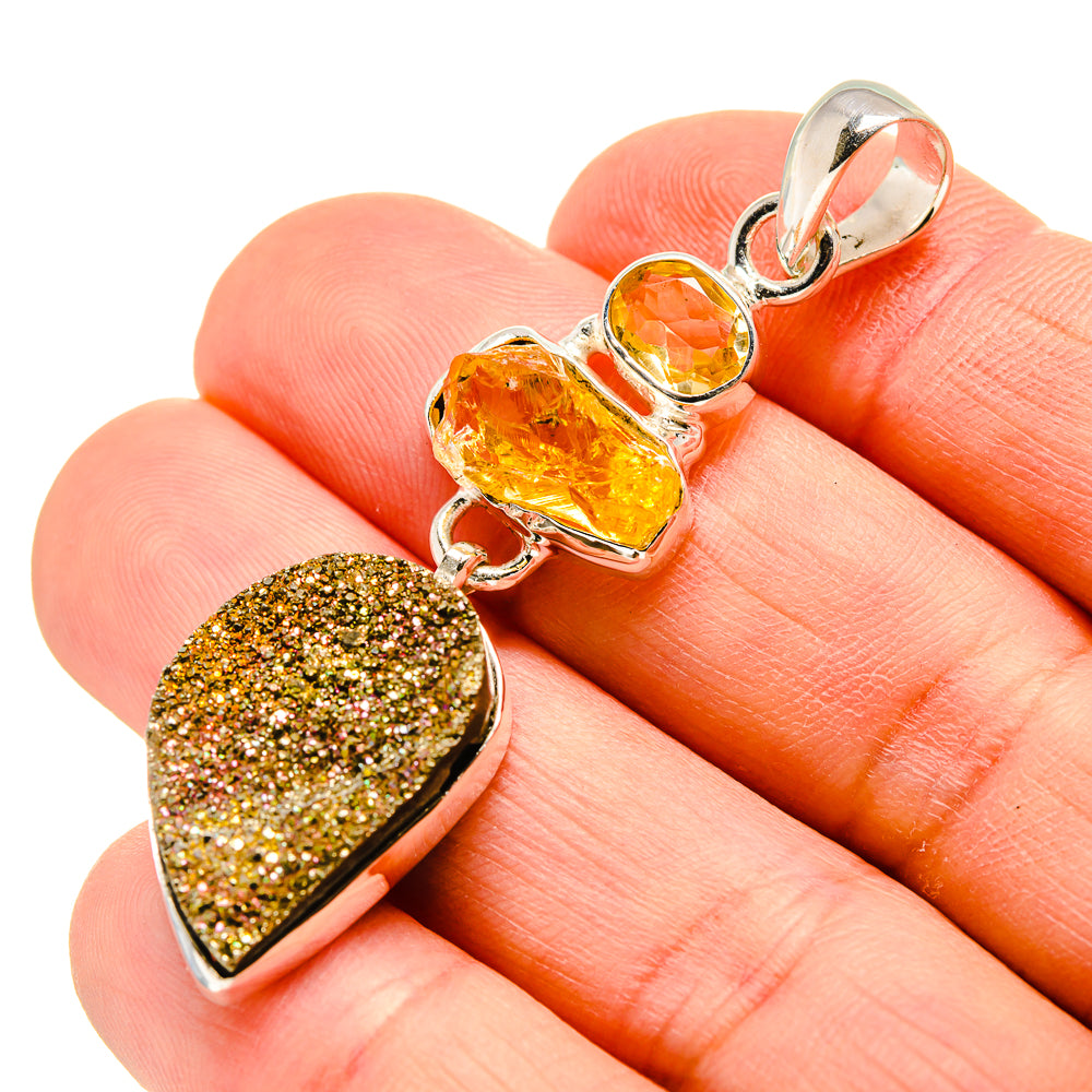 Spectro Pyrite Druzy Pendants handcrafted by Anasilvercos - PD754088