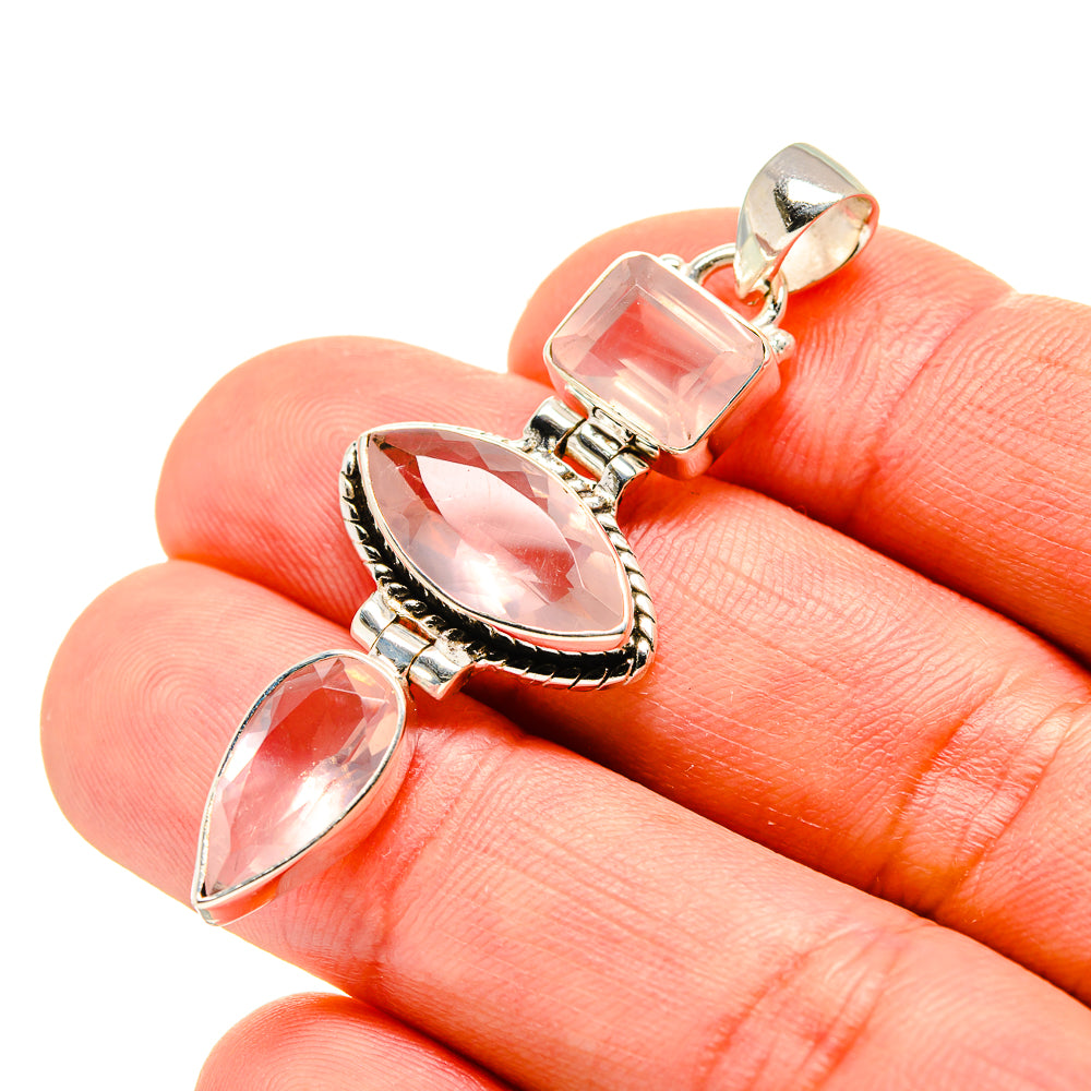 Rose Quartz Pendants handcrafted by Anasilvercos - PD754095