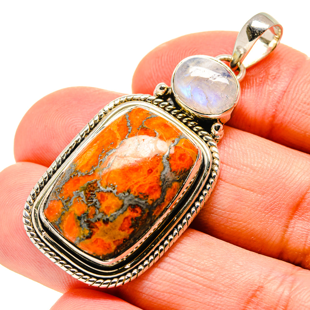 Orange Copper Composite Turquoise Pendants handcrafted by Anasilvercos - PD754198