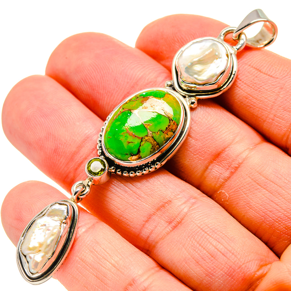 Green Copper Composite Turquoise Pendants handcrafted by Anasilvercos - PD754259