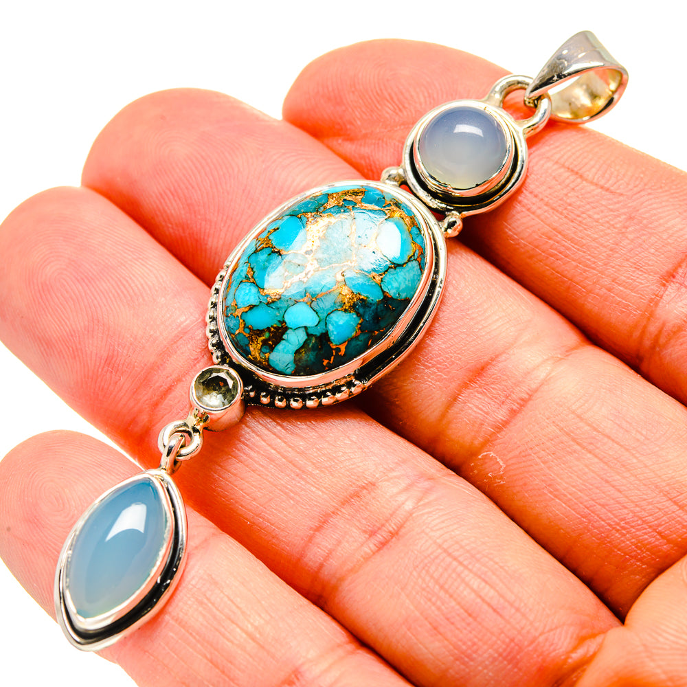 Blue Copper Composite Turquoise Pendants handcrafted by Anasilvercos - PD754260