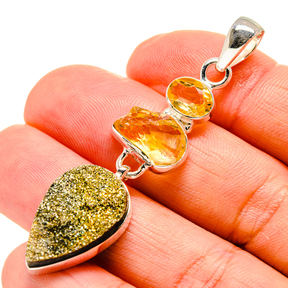 Spectro Pyrite Druzy Pendants handcrafted by Anasilvercos - PD754376