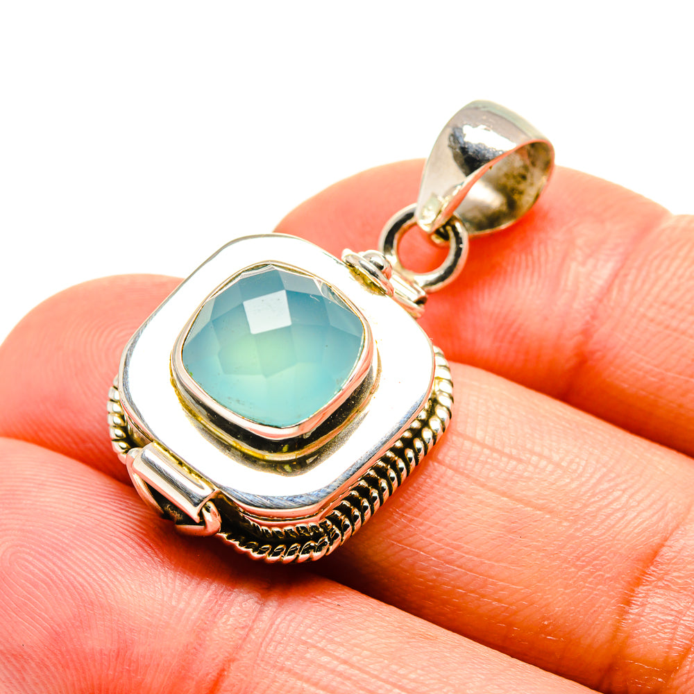 Aqua Chalcedony Pendants handcrafted by Anasilvercos - PD754399