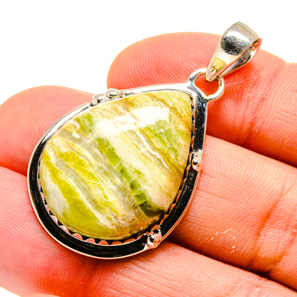 African Green Opal Pendants handcrafted by Anasilvercos - PD754458