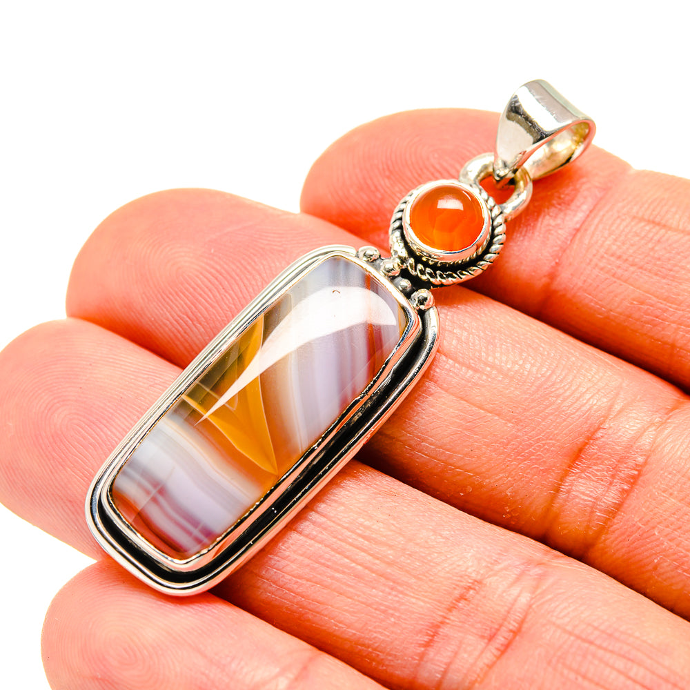 Orange Botswana Agate Pendants handcrafted by Anasilvercos - PD754562