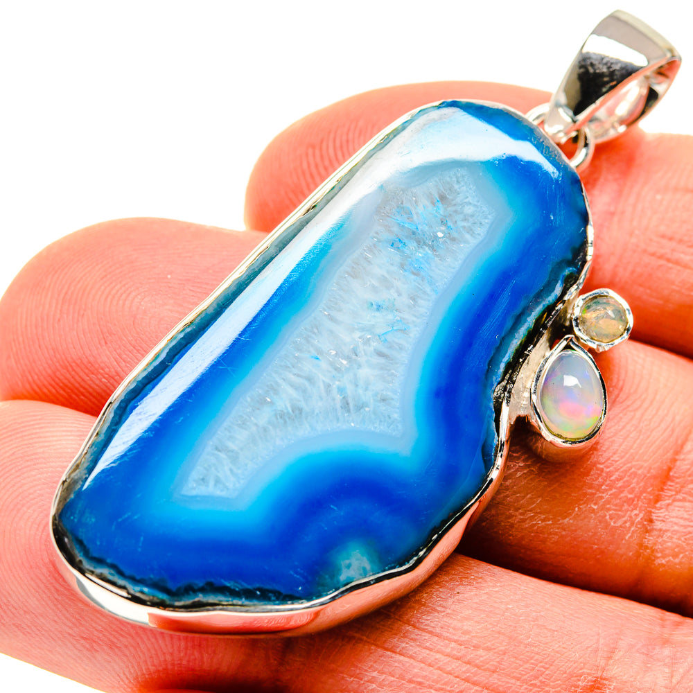Blue Geode Slice Pendants handcrafted by Anasilvercos - PD754667