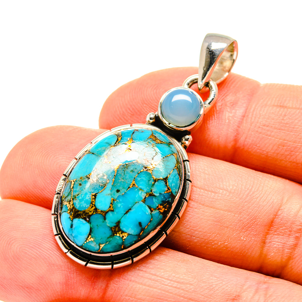Blue Copper Composite Turquoise Pendants handcrafted by Anasilvercos - PD754735