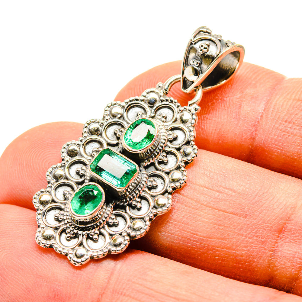 Zambian Emerald Pendants handcrafted by Anasilvercos - PD755196