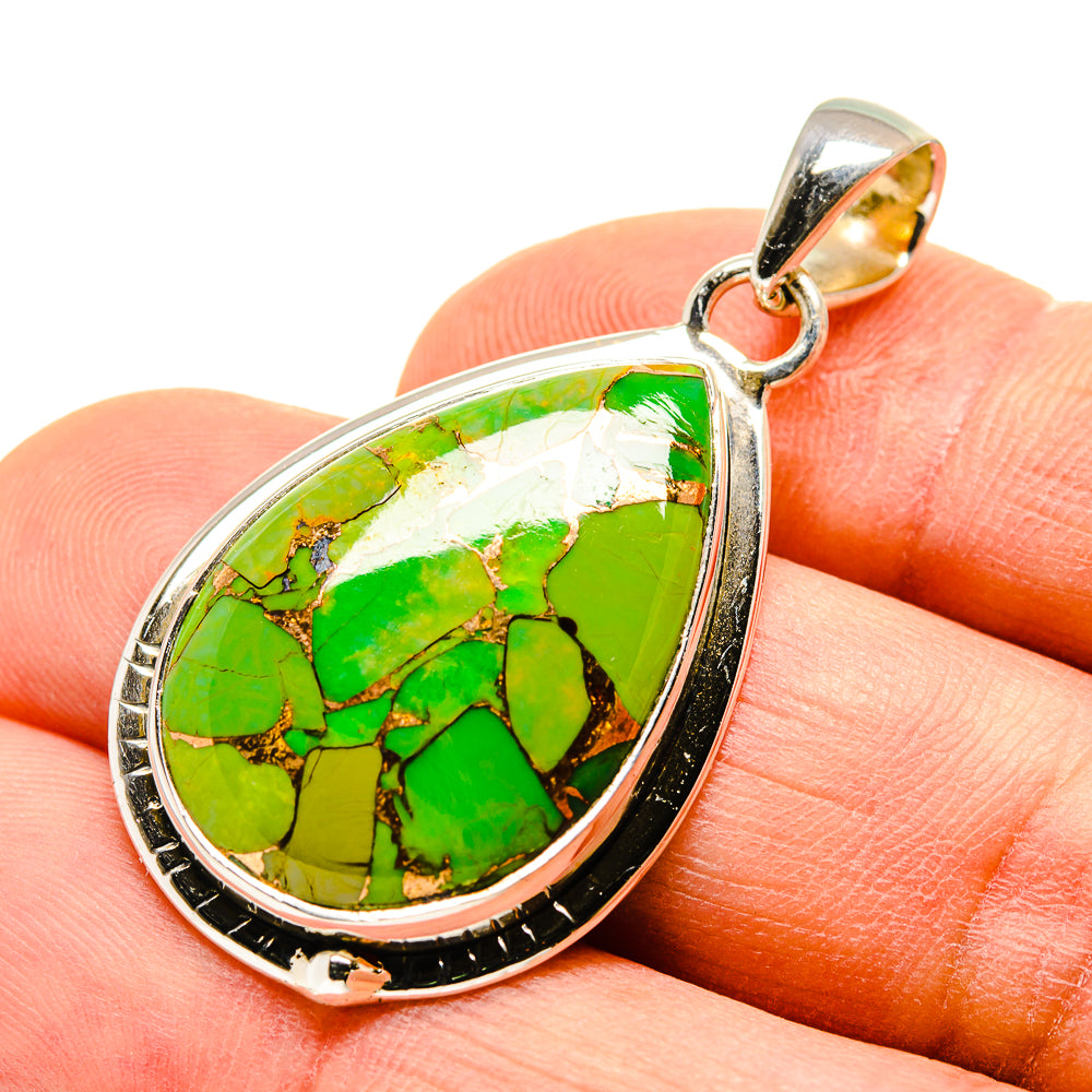 Green Copper Composite Turquoise Pendants handcrafted by Anasilvercos - PD755205