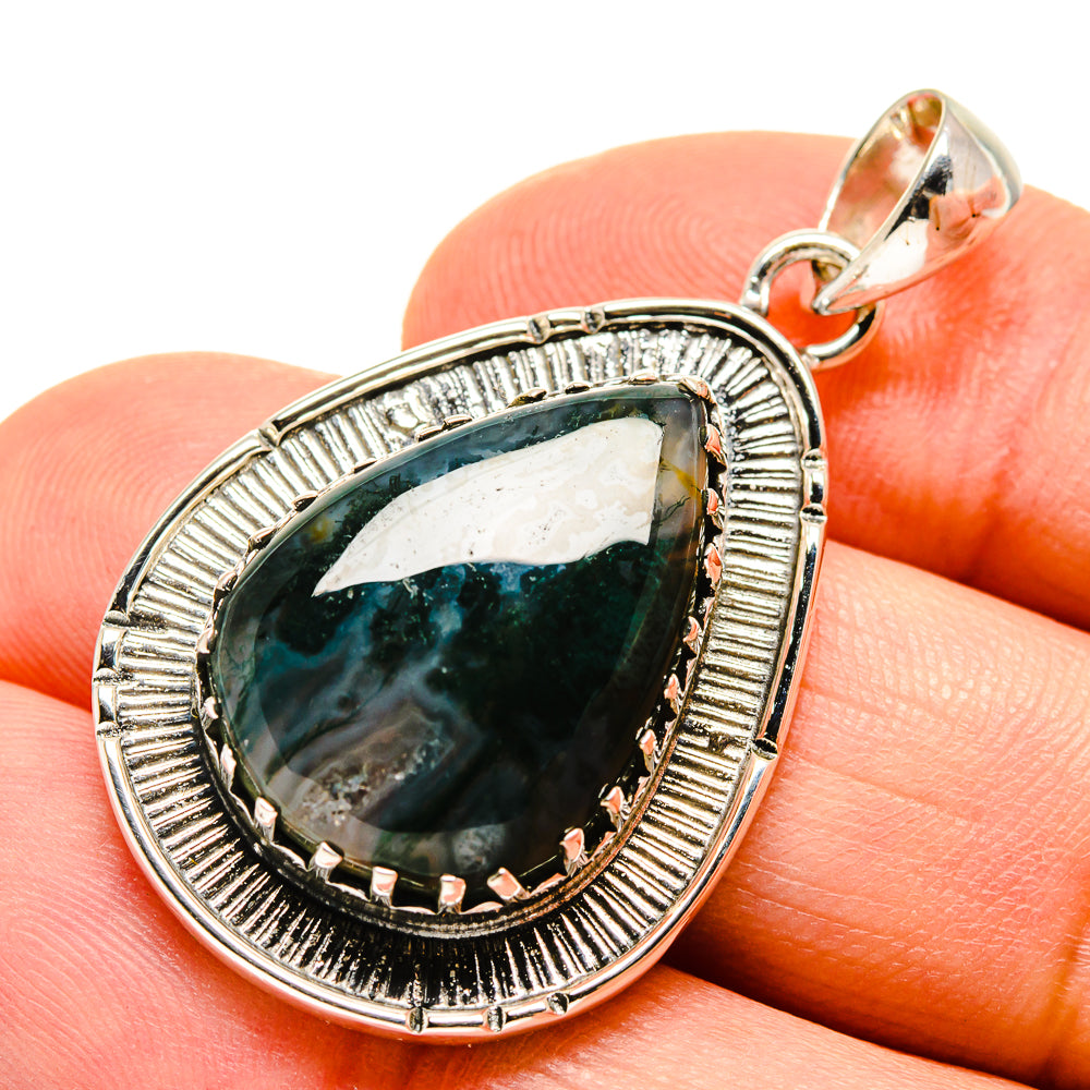 Green Moss Agate Pendants handcrafted by Anasilvercos - PD755238