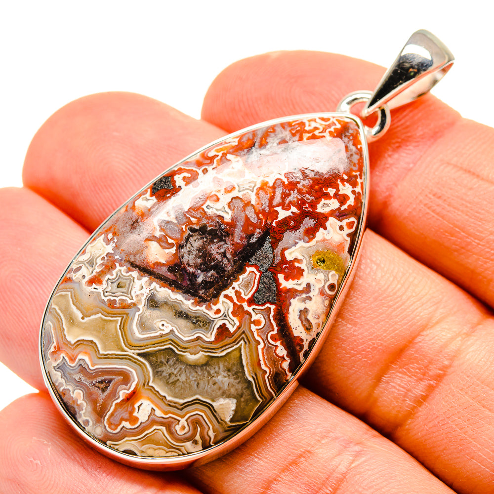 Crazy Lace Agate Pendants handcrafted by Anasilvercos - PD755256