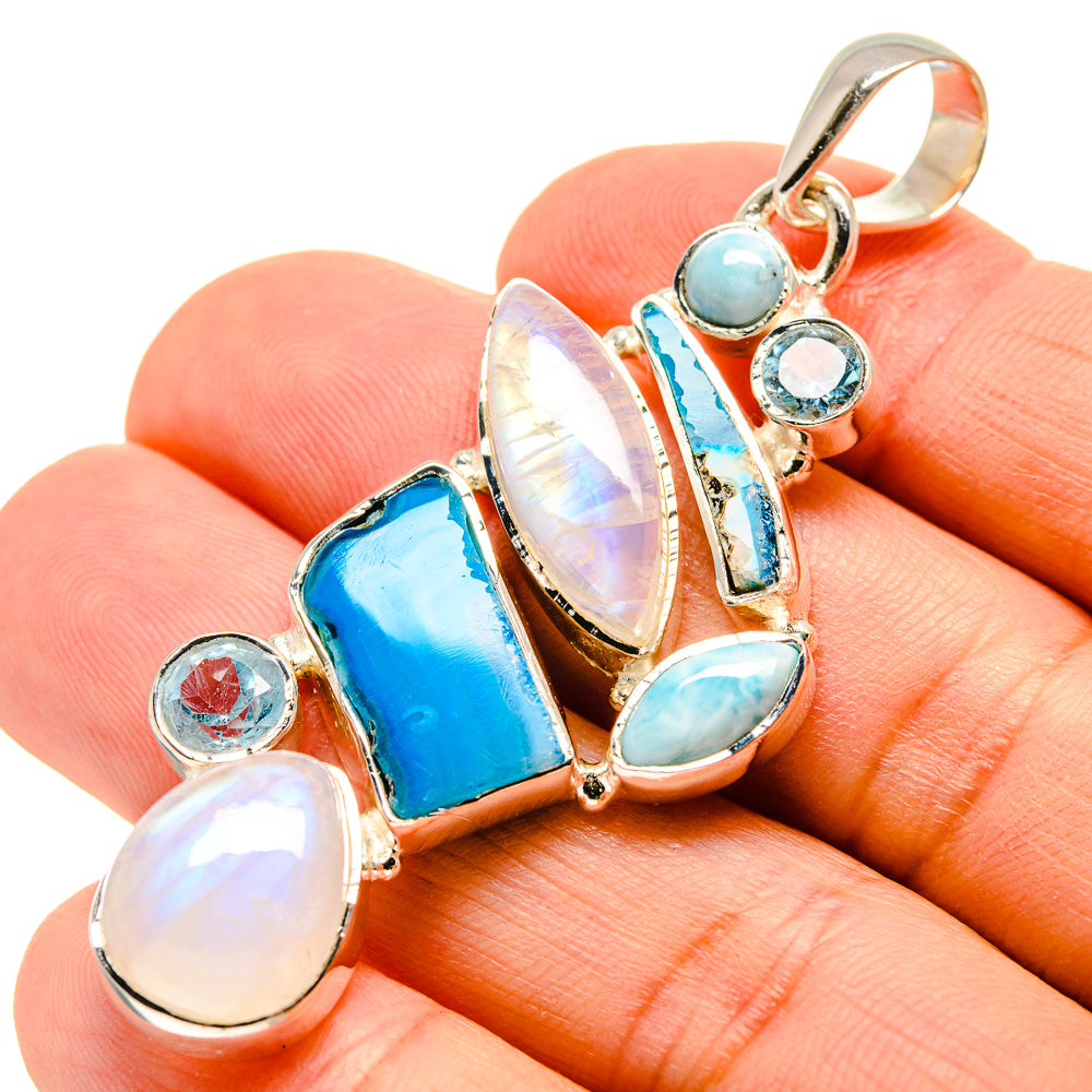 Blue Botswana Agate Pendants handcrafted by Anasilvercos - PD755268
