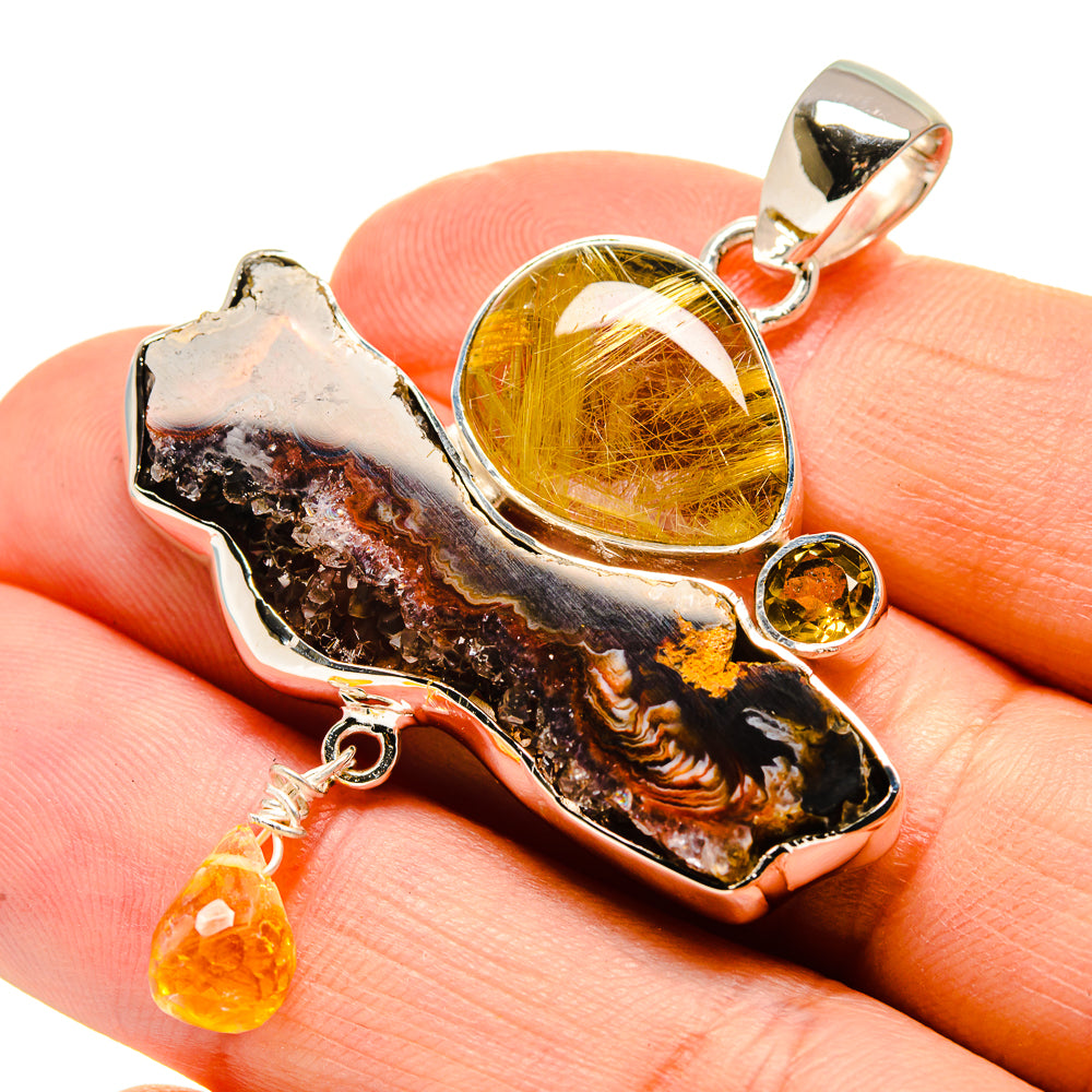 Red Geode Slice Pendants handcrafted by Anasilvercos - PD755306