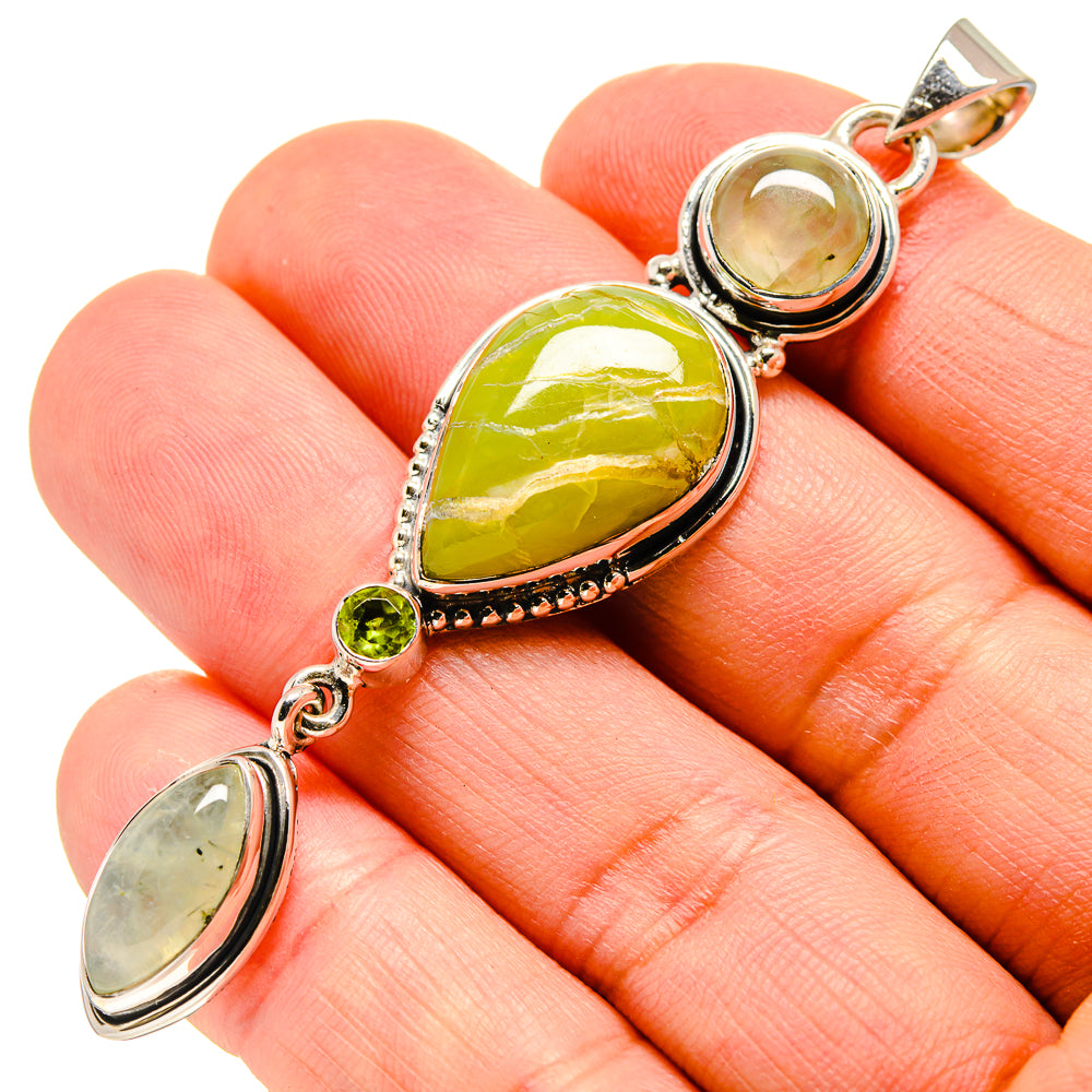 African Green Opal Pendants handcrafted by Anasilvercos - PD755334