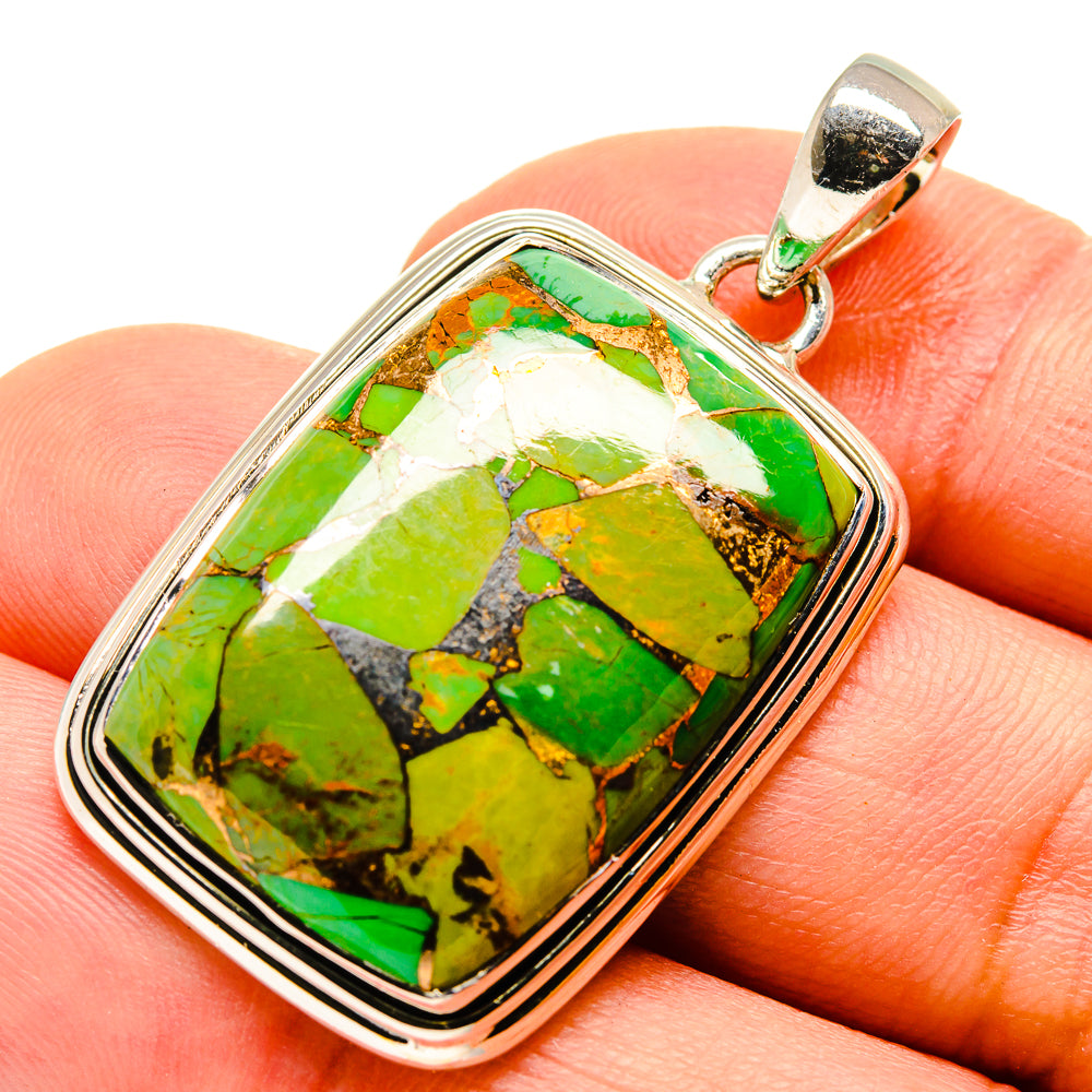 Green Copper Composite Turquoise Pendants handcrafted by Anasilvercos - PD755349