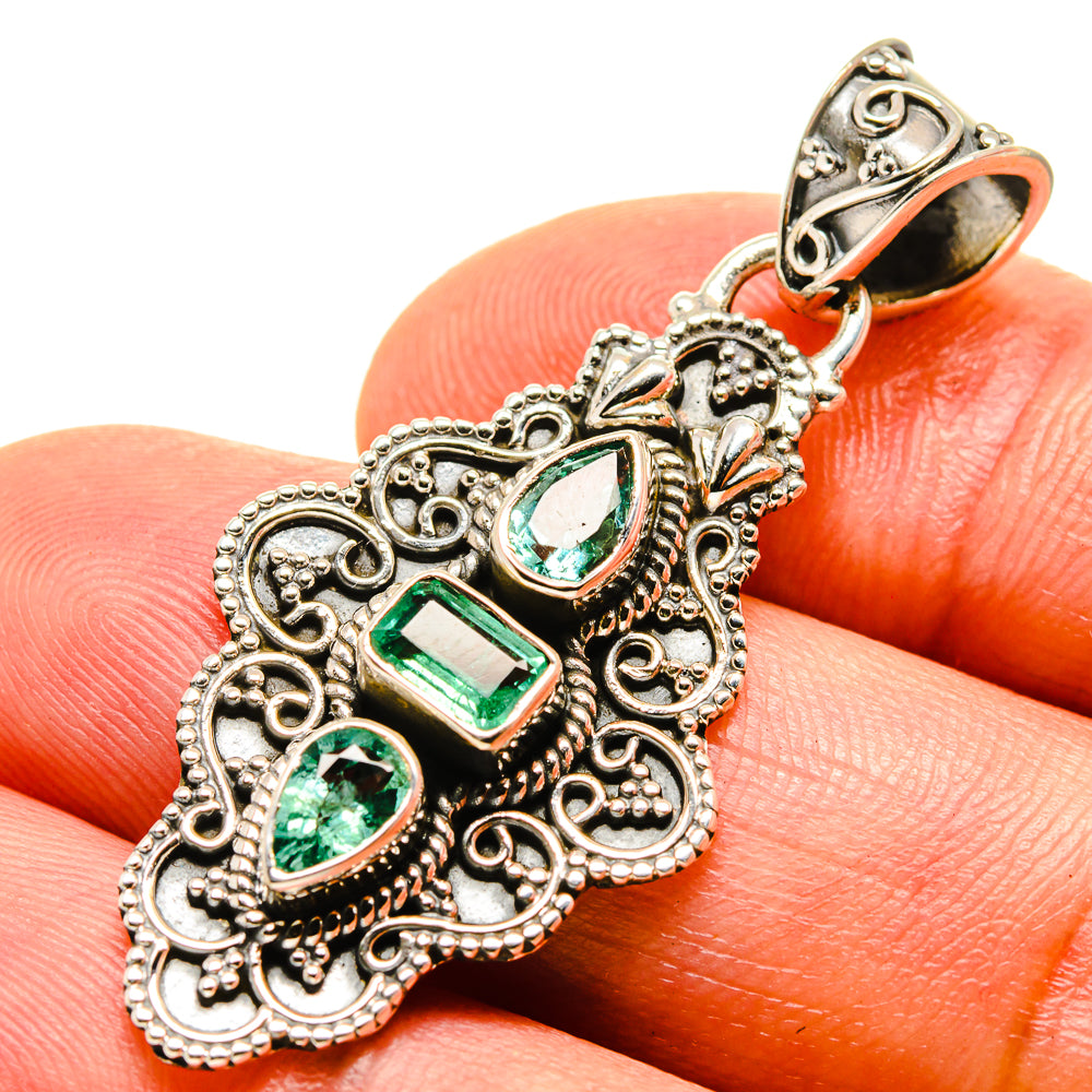 Zambian Emerald Pendants handcrafted by Anasilvercos - PD755360