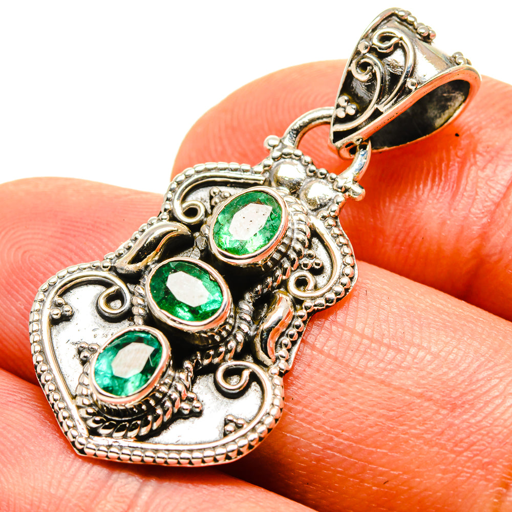 Zambian Emerald Pendants handcrafted by Anasilvercos - PD755363