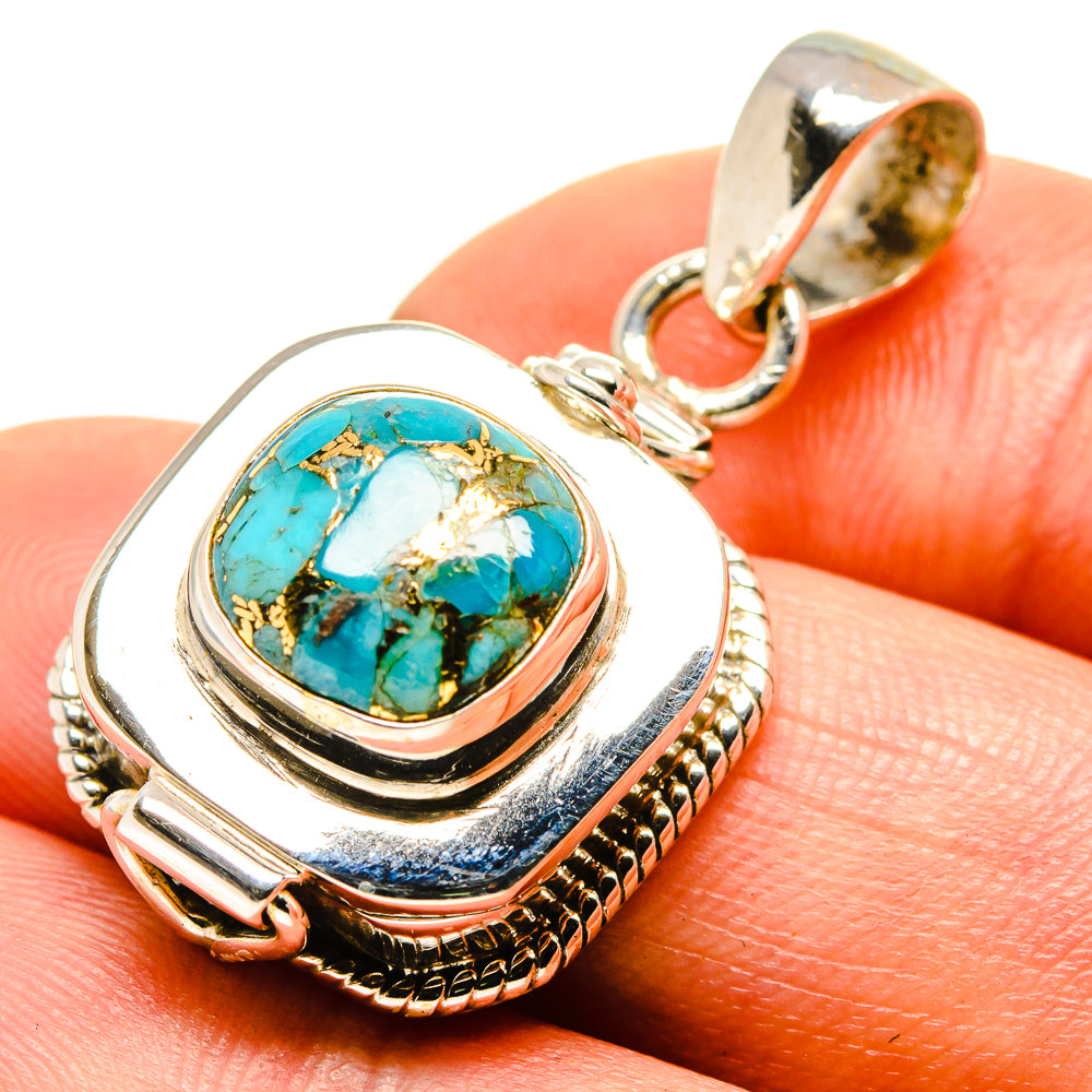 Blue Copper Composite Turquoise Pendants handcrafted by Anasilvercos - PD755380