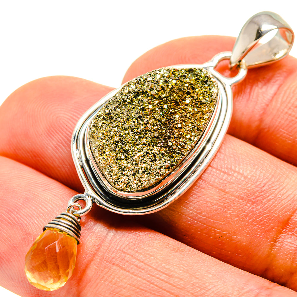 Spectro Pyrite Druzy Pendants handcrafted by Anasilvercos - PD755401