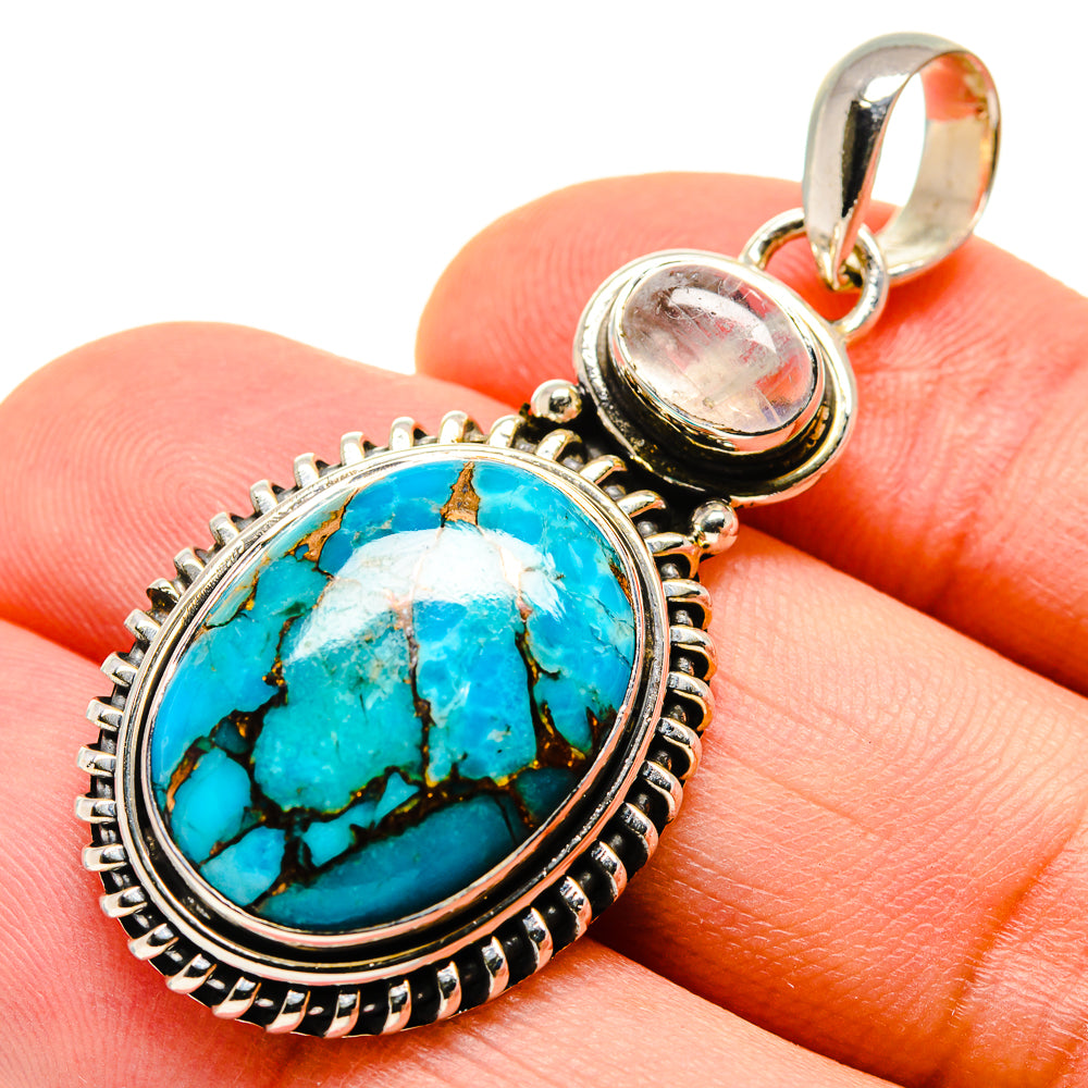 Blue Copper Composite Turquoise Pendants handcrafted by Anasilvercos - PD755440