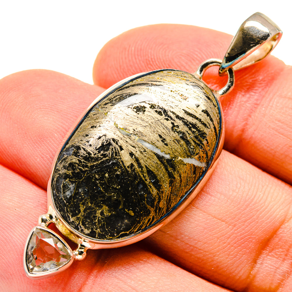 Pyrite Agate Pendants handcrafted by Anasilvercos - PD755449