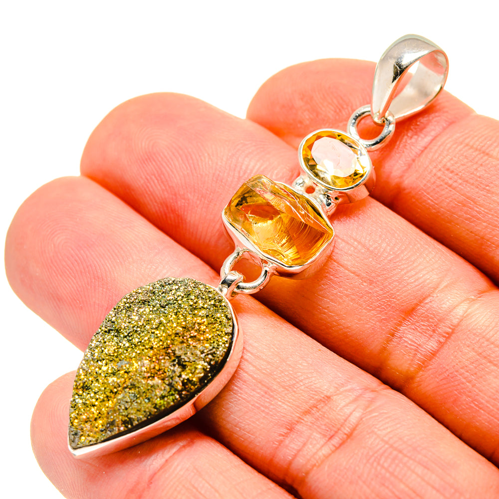 Spectro Pyrite Druzy Pendants handcrafted by Anasilvercos - PD755514
