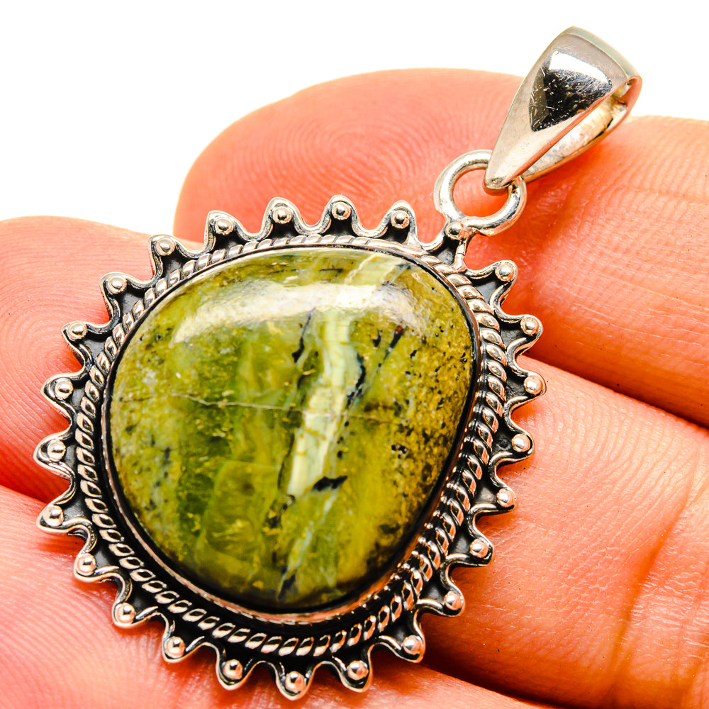 African Green Opal Pendants handcrafted by Anasilvercos - PD755554