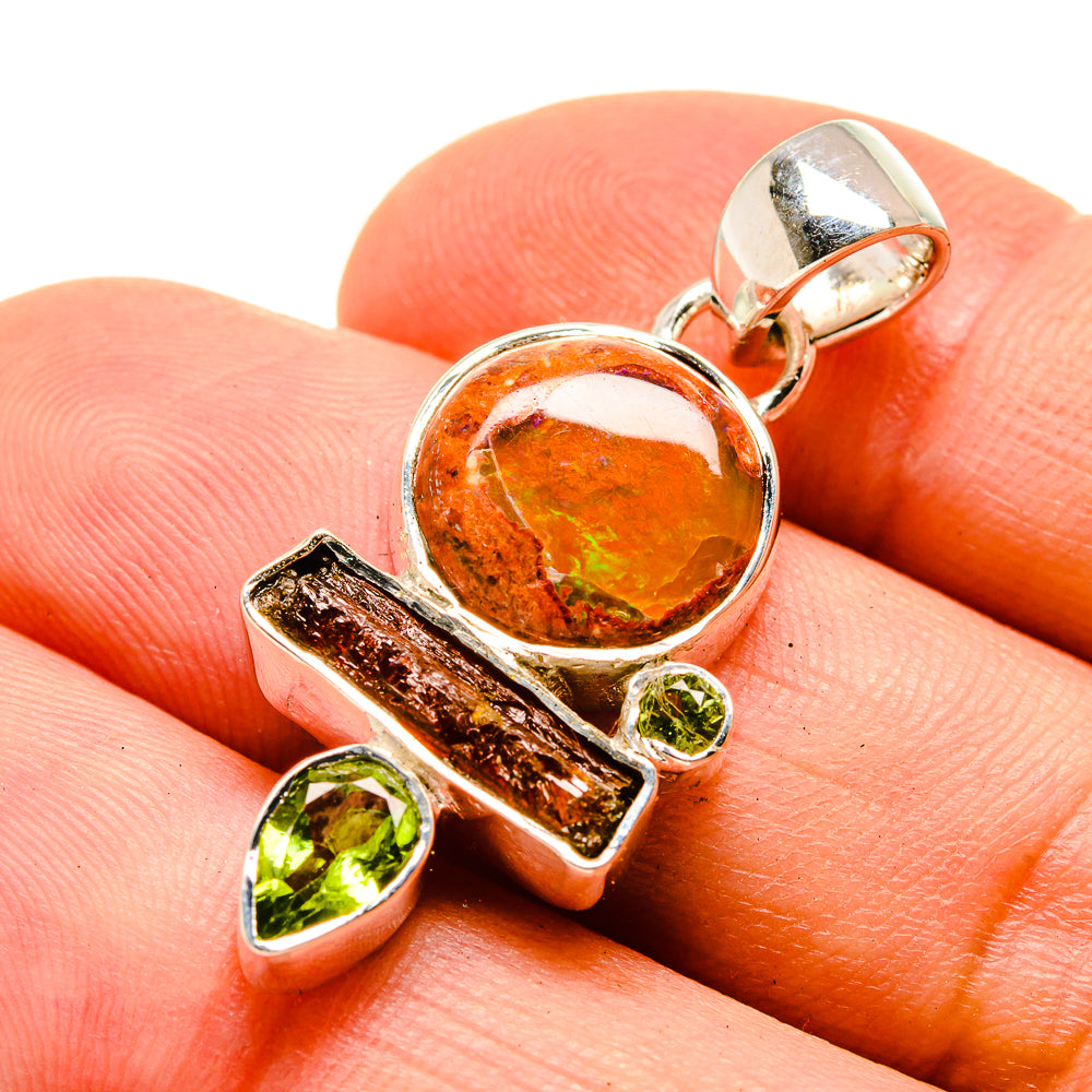 Mexican Fire Opal Pendants handcrafted by Anasilvercos - PD755578