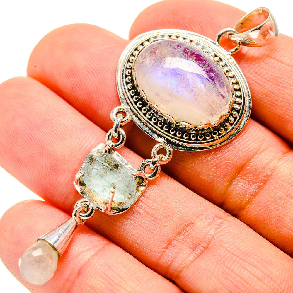 Rainbow Moonstone Pendants handcrafted by Anasilvercos - PD755599