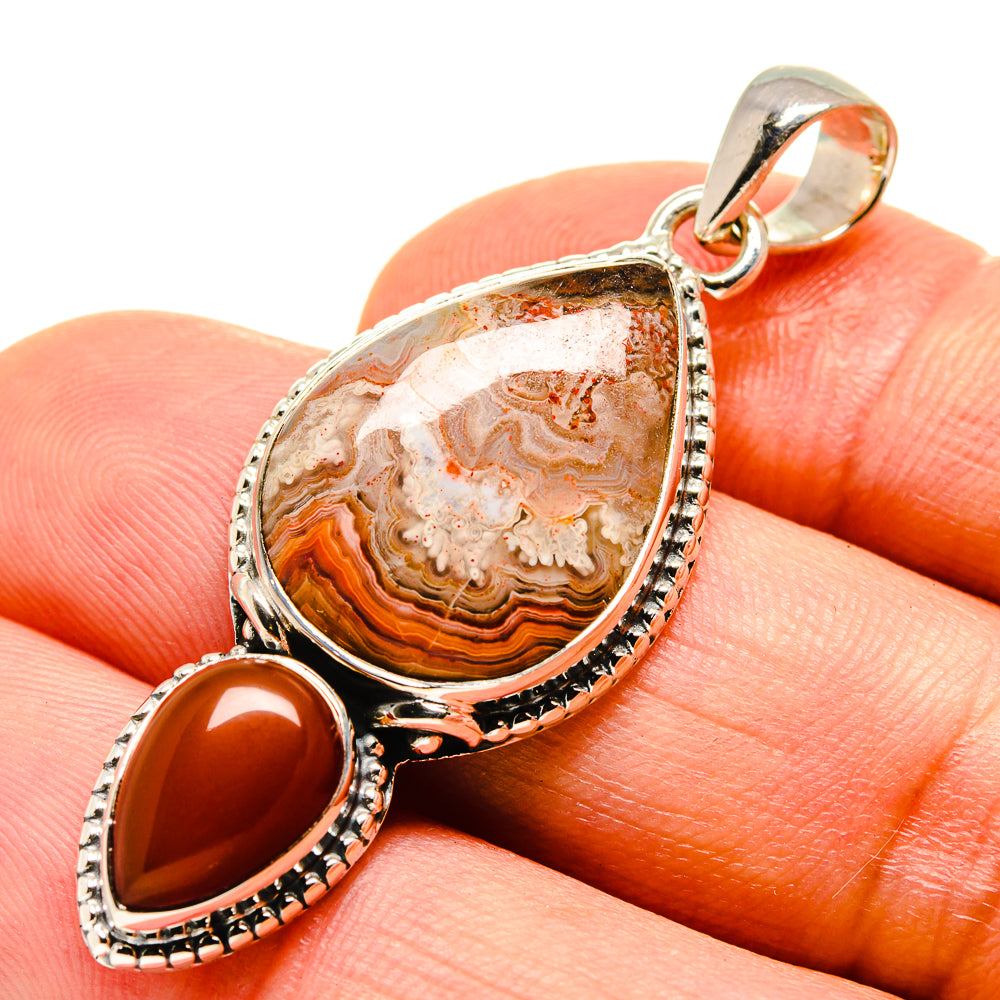 Crazy Lace Agate Pendants handcrafted by Anasilvercos - PD755686