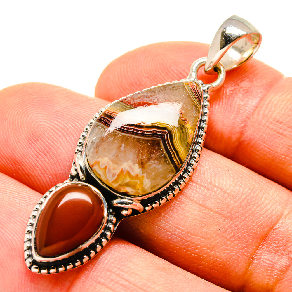 Crazy Lace Agate Pendants handcrafted by Anasilvercos - PD755702