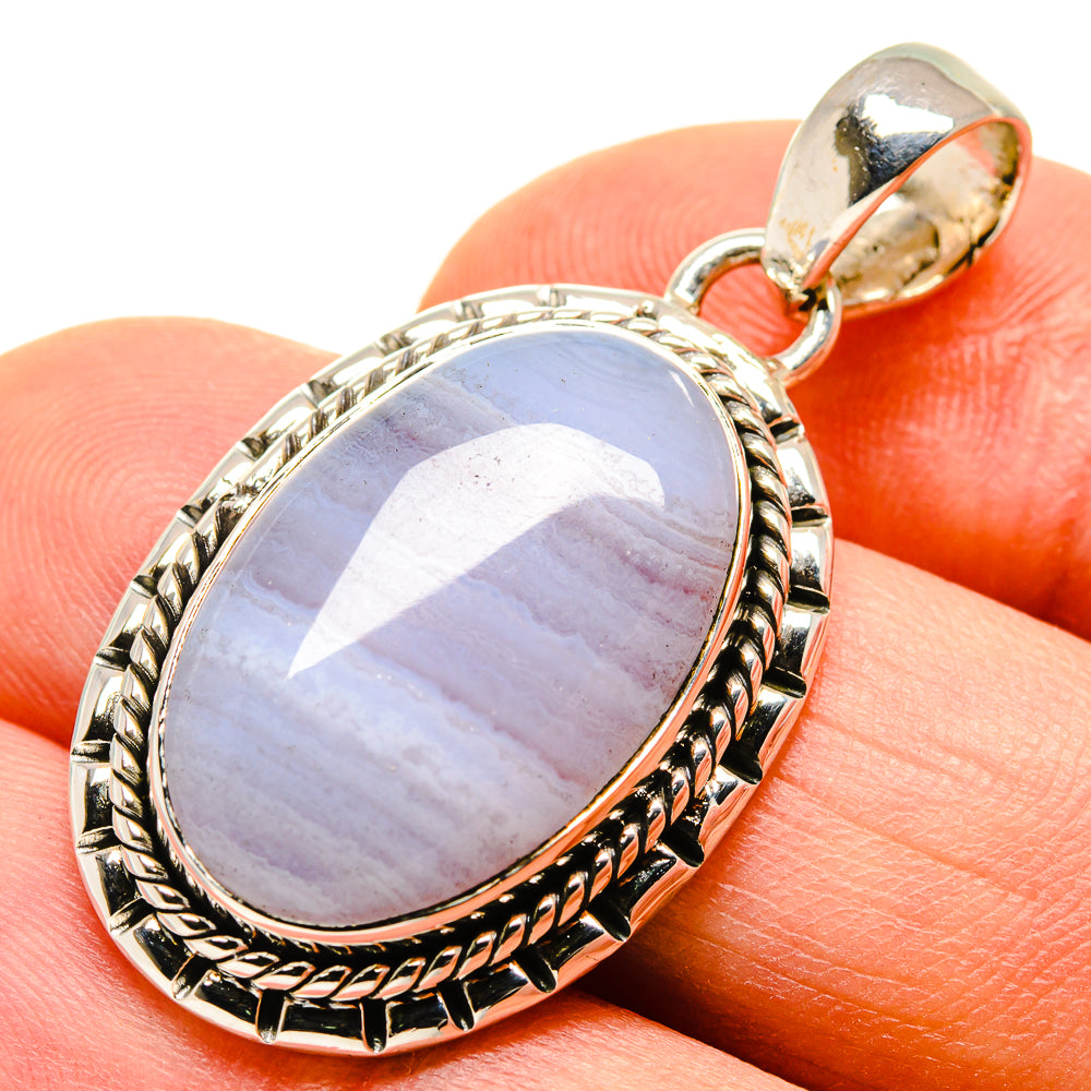 Blue Lace Agate Pendants handcrafted by Anasilvercos - PD755882