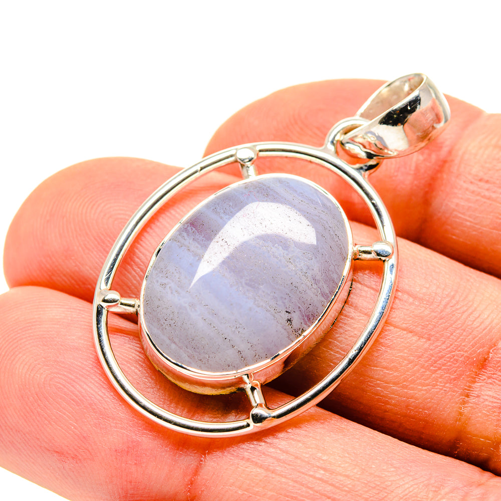 Blue Lace Agate Pendants handcrafted by Anasilvercos - PD755897