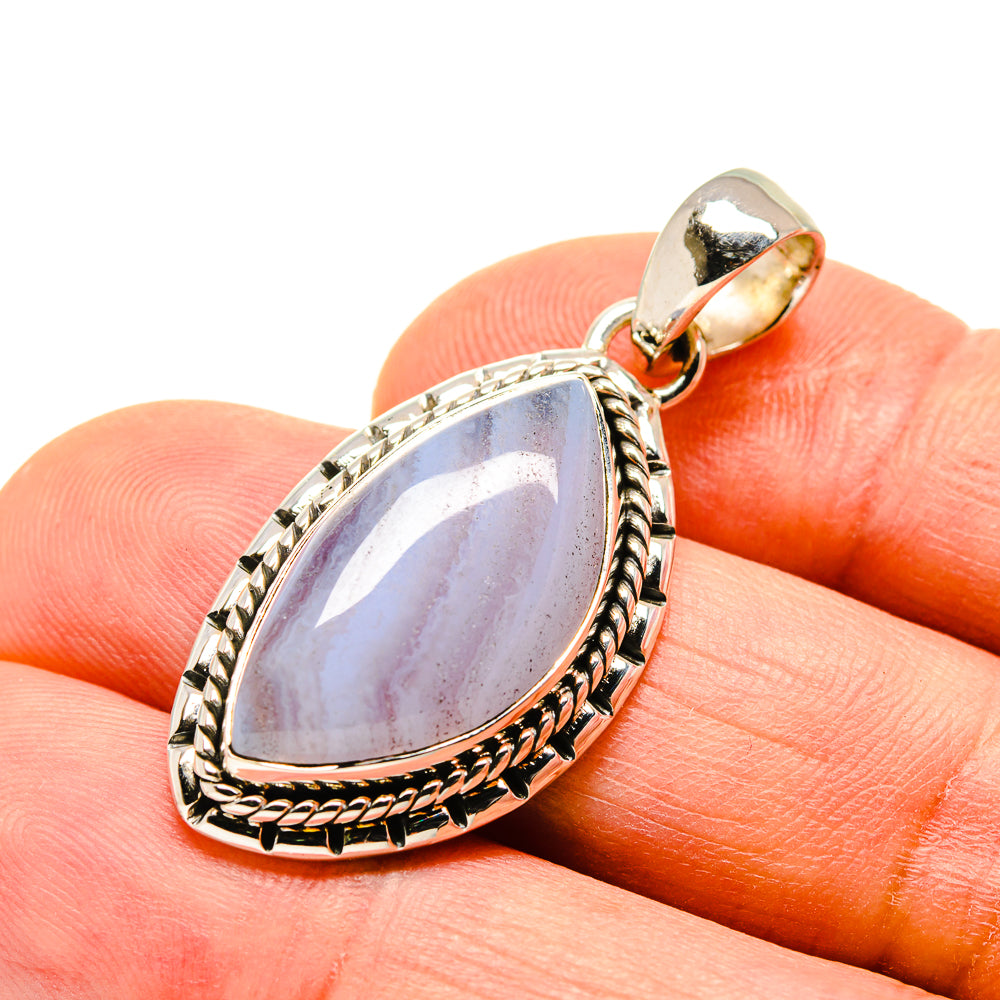 Blue Lace Agate Pendants handcrafted by Anasilvercos - PD755910