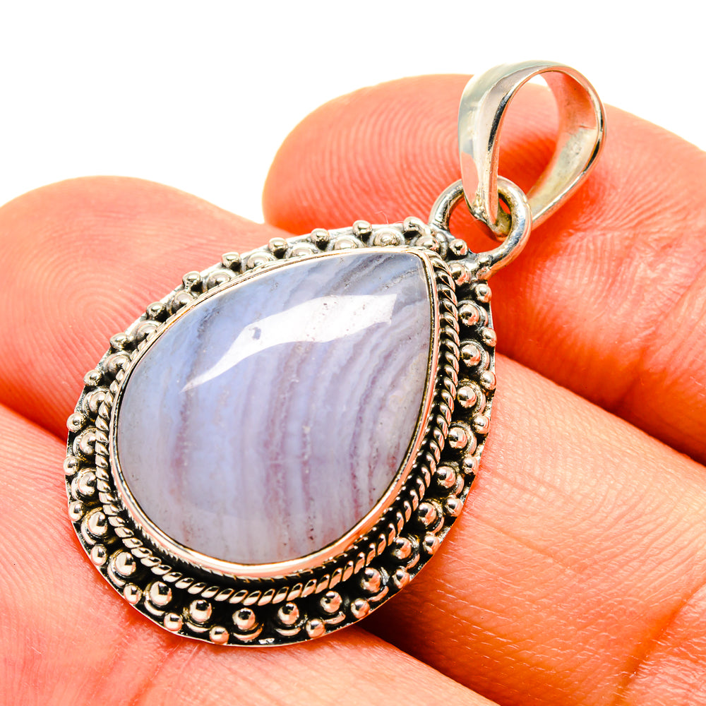 Blue Lace Agate Pendants handcrafted by Anasilvercos - PD755964