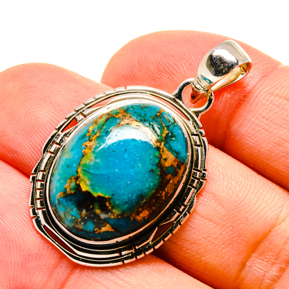 Blue Copper Composite Turquoise Pendants handcrafted by Anasilvercos - PD756064
